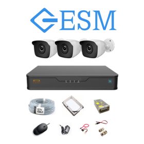 ESM 5 MP 1080P Full HD 3'lü Full Set Güvenlik Kamera Sistemi